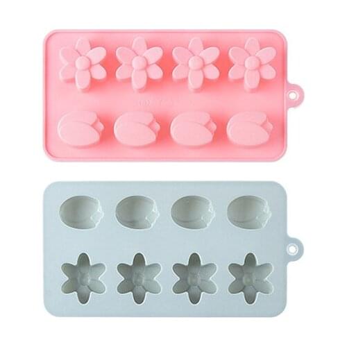 8-Flower Tulip Silicone Molds Soap Chocolate Jelly Candy Mold Baking Moulds Cake Decoration Accessories
