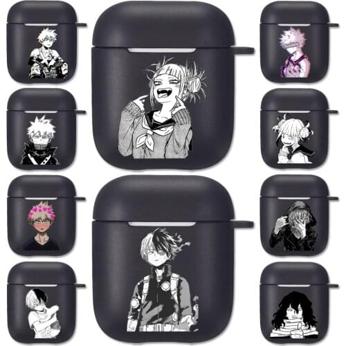 Anime My Hero Academia Figures Black Silicone Case for Apple Airpods 1 2 Cases Boku No Hero Bakugou Soft Airpods Earphone Cover