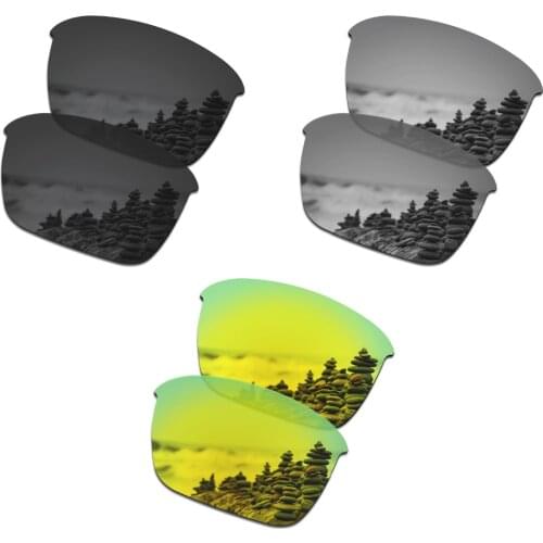 SmartVLT 3 Pairs Polarized Sunglasses Replacement Lenses for Oakley Thinlink Stealth Black and Silver Titanium and 24K Gold