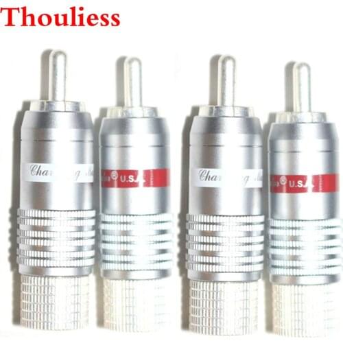 Thouliess 4pcs/lot HIFI CMC-8236-WU Silver Plated RCA Plugs Audio Ailfiler DVD Player Speaker RCA Interconnector Cable Connector