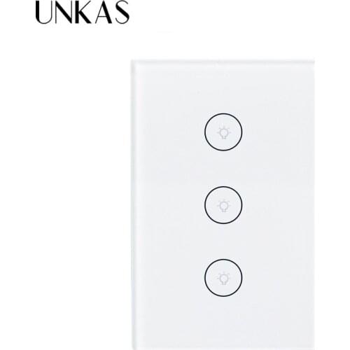 UNKAS Wifi Wall Touch Switch Tuya Smart Life Tempered Crystal Glass Panel Mobile APP Remote Control Work With Alexa Google Home