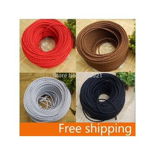 Free shipping (2m/Lot) twisted electrical wire Vintage Fabric Copper Conductor Eletrical Wire(2*0.75mm) Edison Bulb Lamps cable