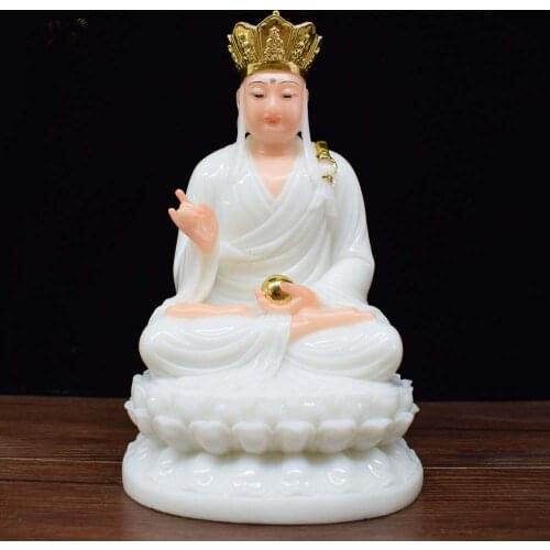 High-grade Home Hall efficacious Talisman Mascot ksitigarbha Dizang pusa Buddha white jade Sculpture statue