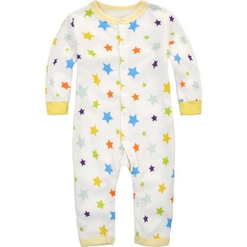 Y368 Siamese baby clothes newborn spring and winter boys and girls cotton Romper climbing clothes colored stars pattern