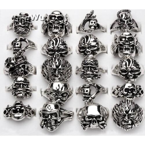 Yingwu Gothic Punk Men Alloy Ring Vintage Hip Hop Skull Rings For Men Steampunk Jewelry Accessories 2019 Rings 5pcs/Lot