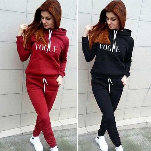 2 Piece Set Tracksuit Women Clothes Ropa Mujer Solid Hooded Sweatshirt Pants Suits Letter Print Ropa Mujer Plus Size S-4XL