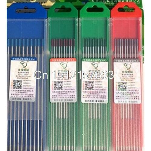 10X WT20/Red/Thoriated WP20/Green/Pure WC20/Gray/Ce-W WL20/Blue/Lanthanat 2% TIG Welding Tungsten Electrode Bar Stick 2.0x150mm