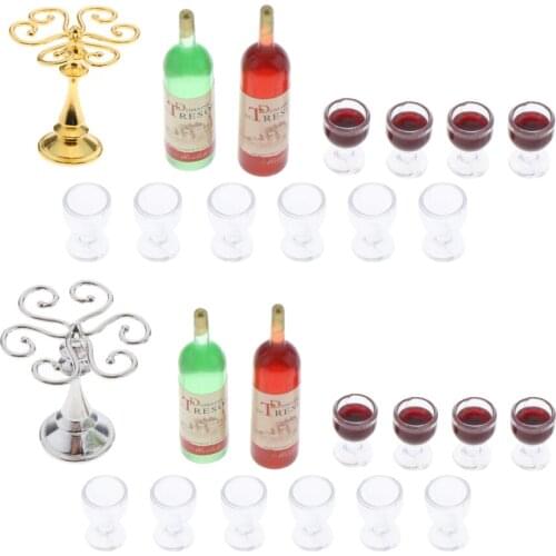13 Pieces 1:12 Dollhouse Wineglass Goblet Rack Wine Cups Doll Decor Kids Toy