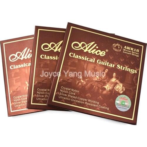 3 Sets Alice AWR18 Classical Guitar Strings Crystal Nylon Silver-Plated Copper Winding Ultrathin Oxidation Resistant 1st-6th
