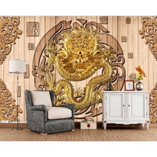 Papel de parede Three-dimensional peony dragon 3d wallpaper,living room sofa TV wall bedroom kitchen restaurant retro murals