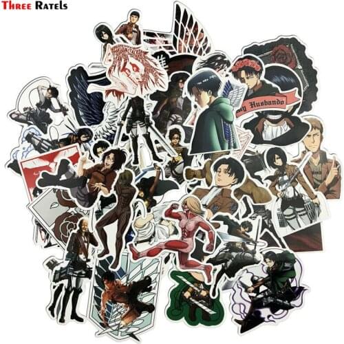 42PCS/1lot Attack on Titan Sticker Anime Icon Animal Stickers Gifts for Children to Laptop Suitcas Bicycle Car DIY PVC Stickers