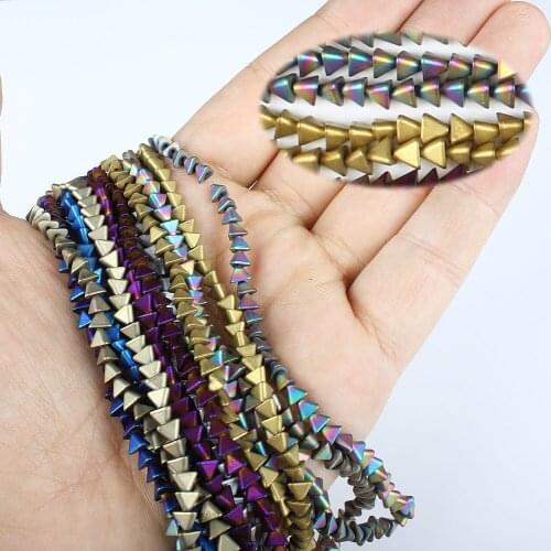4x3mm Vacuum Plating Triangle Hematite Bead 8 Color for Choice Natural Magnet Bead Accessories DIY Production Bracelet Necklace