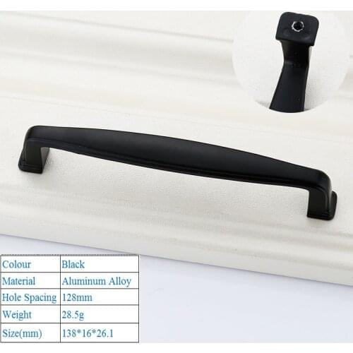 American Fashion Matte Black Aluminum Cabinet Closet Handle Solid Thick Desk Drawer Shoe Door Handle