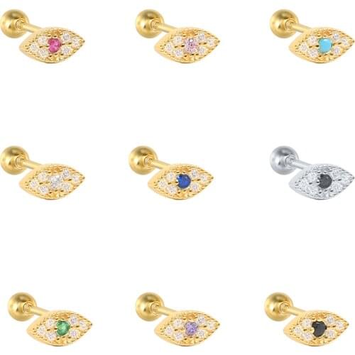 CANNER Eye Drill Zircon Earrings For Women 925 Sterling Silver Piercing Stud Earrings Pendientes Jewelry Blue/White/Black/Purple