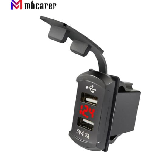 Car Charger 12V 24V 4.2A Display Voltage Waterproof Dual USB Ports Universal Auto Adapter Phone Charger for Xiaomi Iphone Huawei