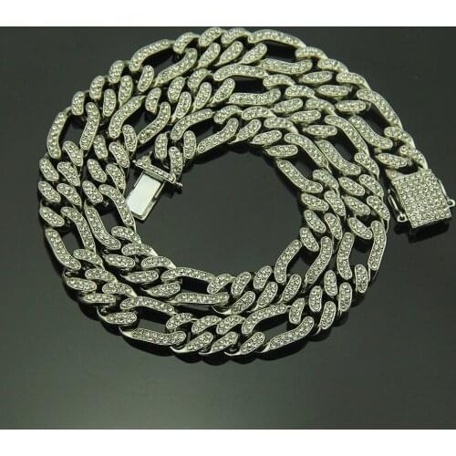 2021 Fast Selling Popular Three Short And One Long Inlaid Cuban Gold Chain Hip-hop Jewelry In Europe And America Fashion Men