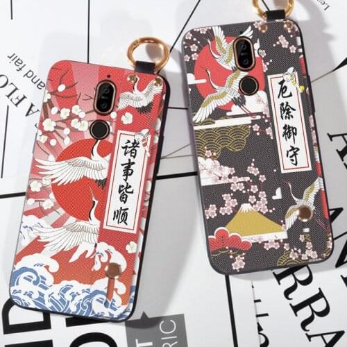 Phone Holder Case For Nokia 6 8 Sirocco X71 X7 Birds Crane Wrist Strap Case For Nokia 7 X6 6.1 7.1 8.1 Plus 9 Pureview