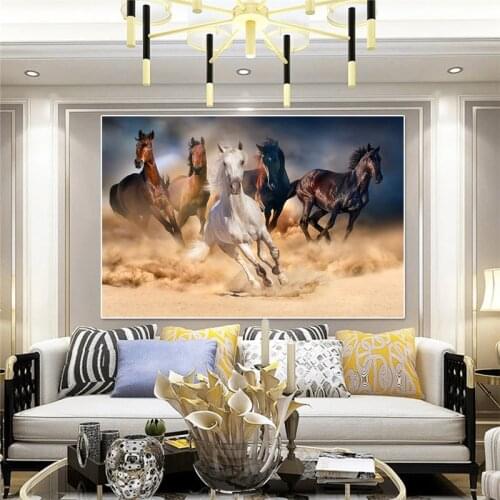 Running Wild Horse Canvas Painting Modern Landscape Animal Art Posters and Prints Wall Picture Aisle Living Room Home Decoration