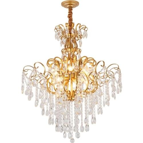 New crystal chandelier loft living room modern American restaurant luxury gold round master bedroom lamps