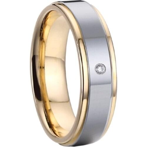 Trendy Stainless Steel Gold and Silver Color Rings for Women Wedding Rings Men Jewelry Width 5mm