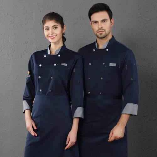 Chef Overalls Long Sleeve Jacket Hotel Kitchen Baking Catering Food Service Overalls Breathable Double Breasted Kitchen Tooling