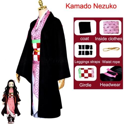 Anime Exhibition Cartoon Character Cosplay Costume Demon Slayer Kimetsu no Yaiba Tanjirou Nezuko Cosplay Kimono Wig