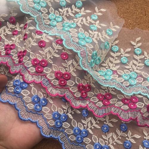 20yards 10cm Red Blue Green Mesh embroidery lace fabric Handmade DIY Garment needlework sewing fabric Clothing accessories 873