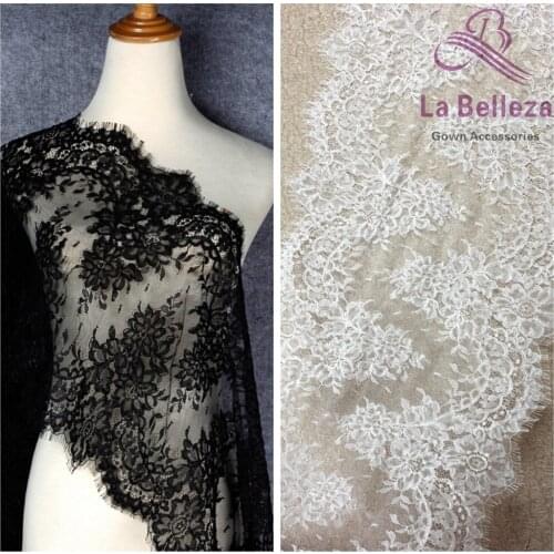 La Belleza 1 piece 2018 New eyelash france lace fabric 3 yards one piece 37cm widh bridal lace fabric