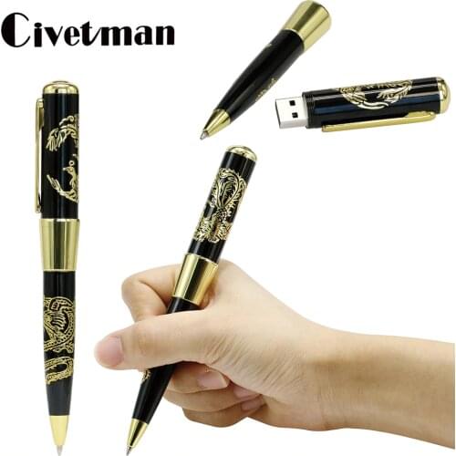 Metal Ballpoint Pen USB Flash Drive Real Capacity 4GB 8GB 16GB 32GB 64GB 128GB 256GB USB 2.0 Flash Disk Memory Stick Pen Drive