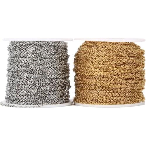 Top Quality 2mm Width Silver/gold Tone Stainless Steel Metal Link Chain for Necklaces Bracelets DIY Jewelry Making Findings