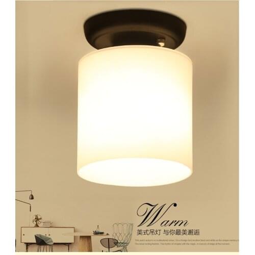 Fashion brief cylindrical white frosted glass ceiling lights American E27 LED lamp for bar&balcony&corridor&porch&stairs TM025