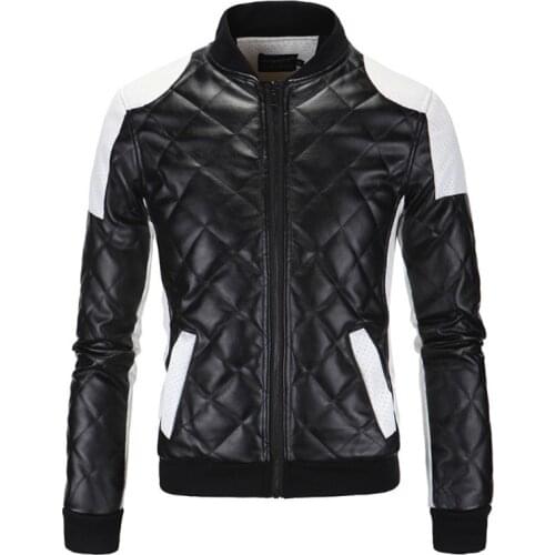 New High quality PU Leather Jacket Men Fashion Patchwork Motorcycle Leather Jacket Europe and America Big Size 5XL Leather Coat