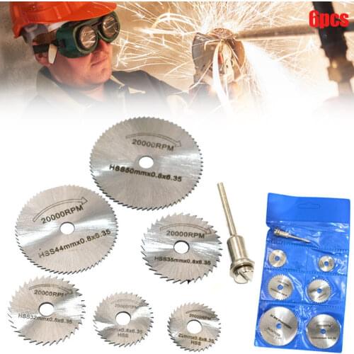 Disc Drill Blades And Mandrel Set 6pcs High Speed Steel Circular Saw Blades 1pcs 3.2mm Mandrel Serra Circular Herramientas