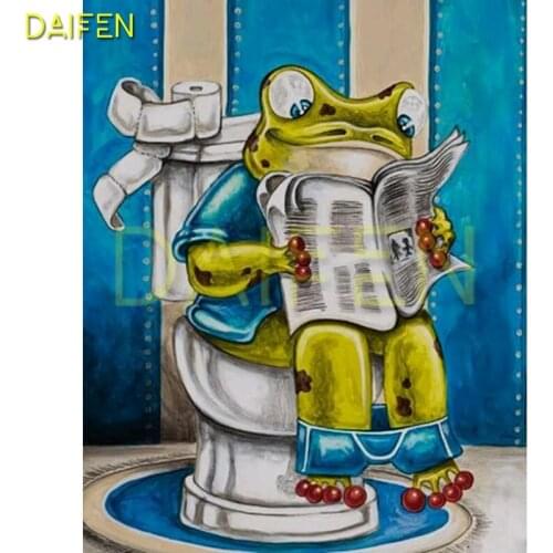 5DDIY Diamond painting Cross stitch Full Round Diamond embroidery Newspaper toilet paper Full Square Diamond mosaic Cartoon frog