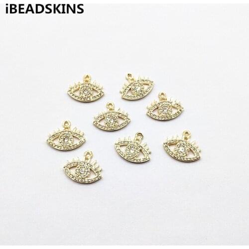 New arrival! 13x15mm 50pcs Clear Zircon/Copper eye shape Charm for Earrings parts,hand Made Earrings Findings Jewelry DIY