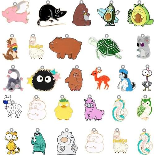 TAFREE New Cartoon Variety Of Animal Acrylic Pendant Epoxy Resin Jewelry Making Pendant Earrings Necklace Accessories Gift