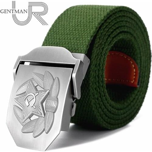 New Men & Women High Quality Belt 3D Soviet Cap Badge Design Canvas Belt Soviet Memory CCCP Luxury Jeans Military Tactical Belts