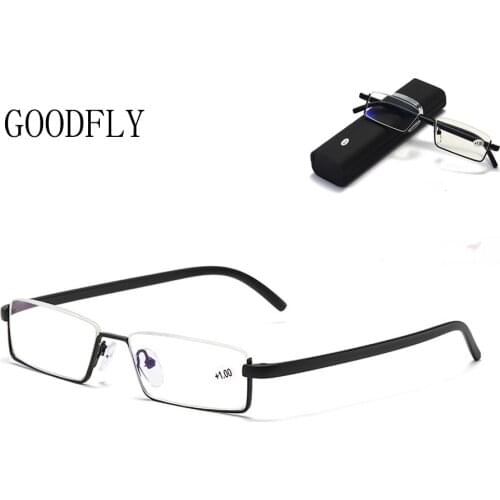 Anti-Blue Light Reading Glasses Men Women Square Metal Half Frame Eyeglasses TR90 Eyewear With Case Optical Computer Glasses