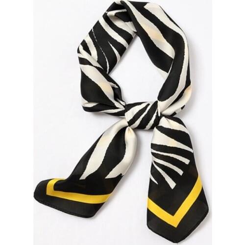 Yishine 70x70cm Autumn Fashion Zebra Prints Women Multifunction Polyester Silk Scarf Satin Small Square Bandana Handkerchief