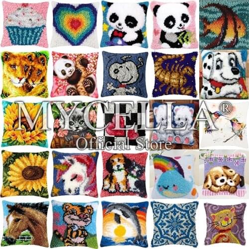 Sunflower horse panda love dolphins Carpet Embroidery Pillow Knoop Pakket Needlework Set Latch Hook Cushion Button Package Decor