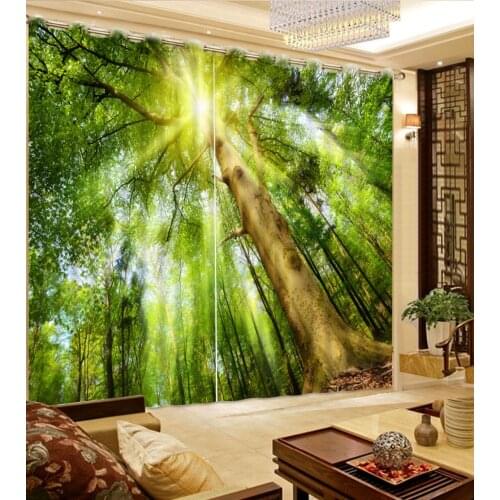Custom Photo Curtains Modern Forest nature 3D Curtains For Living room Bedroom Hotel Home Decor HD sun tree Curtain