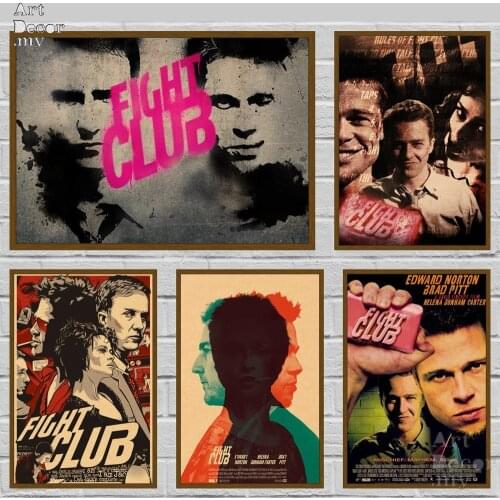 Fight Club Retro Kraft Paper Movie Poster For Home Art Decoration Posters