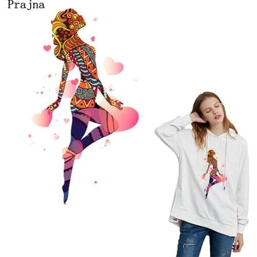 Prajna Fashion Girls Iron On Heat Transfers Ballet Girl Stripes On Clothes Iron On Patches For Clothing DIY Applique For T-shirt