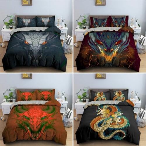 Psychedelic Soft Bedding Set 2/3 PCS Duvet Cover Set Dragon Pattern Quilt Cover Pillowcases Single Twin Double Full Queen King