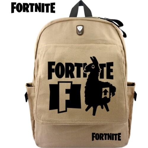 Original Fortnight Khaki Black Canvas Backpack Outdoor Leisure Games Peripheral Printed School Bag Unisex Study Gift 39*30*12cm