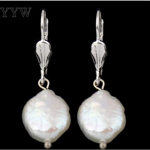 Handmade Natural Real Freshwater Pearl Lever Back Earring 11-12mm White Keishi Pearl Beaded Charm Dangle Drop Earrings Wedding
