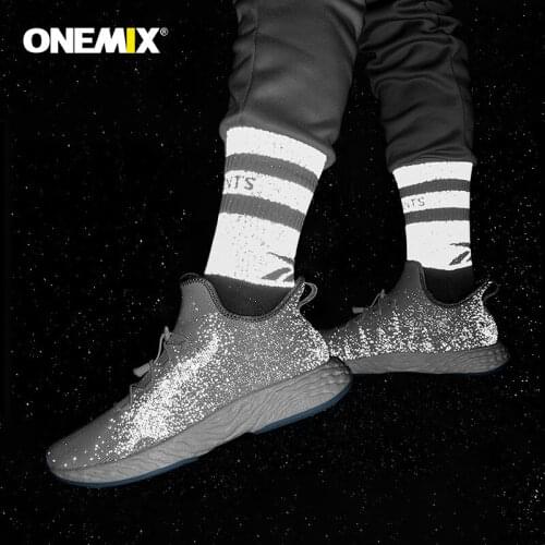 ONEMIX Running Shoes for Men 350 Reflective 3M Sneakers High-Tech Elastic Anti-Skid Boots Outsole Gypsophila Jogging Shoes
