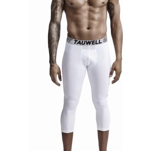 TAUWELL Mens Compression Sports Leggings Running Basketball 3/4 Pants Tight fit length leggings