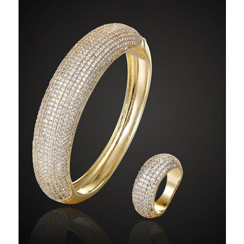 Vankeliif brand Luxury Bangle and ring womens jewelry set full zircon micro-inlaid arch bridge shape classic fashion jewelry