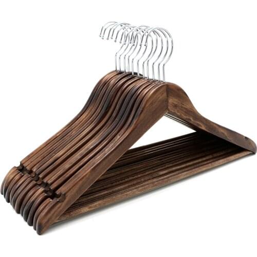 5 pcs/lot Solid Wood Suit Hangers Non-slip Wide Shoulder Seamless Hanging Household Wardrobe Organizer Clothes Shop Display